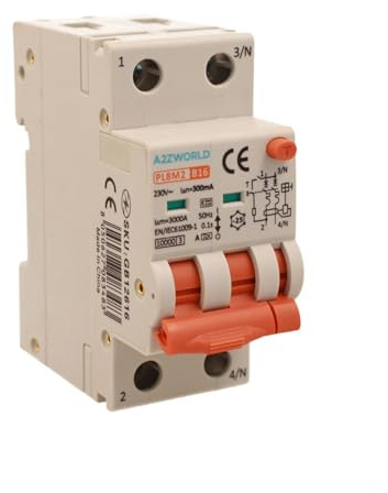 Interruttore Differenziale Magnetotermico Tipo A 300mA 16A B16, Bipolare 2P Reali (NO 1P+N), Curva B 6kA, Doppio Leva con Diagnostica Visiva, 2 Moduli DIN, Serie PL8M2