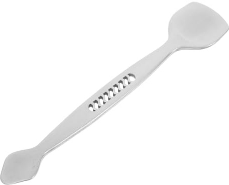 LRXIYODE Spatule Visage en Acier Inoxydable Argentée à Double Embout, Outil Multifonction pour Nettoyage Facial et Élimination des Points Noirs, pour Usage à Domicile Voyage