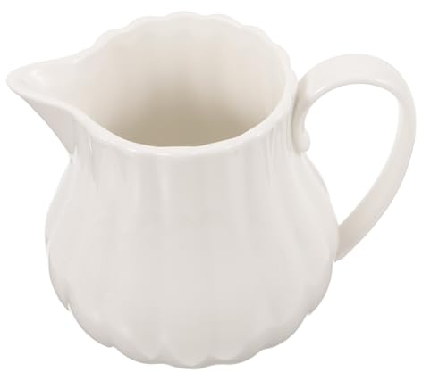 VALICLUD Jarra de Porcelana Blanca Pequeña Jarra Leche Creamer Pitcher Ligera y Estable para Café Latte y Servicio Fácil de Limpiar y Transportar