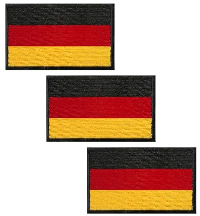 QianSiLi 3 Stück 8×5 cm Deutschland Patch, Deutschland Flagge Patches Zum Aufbügeln Für Kleidung Rucksack Baseballkappe Uniform Weste