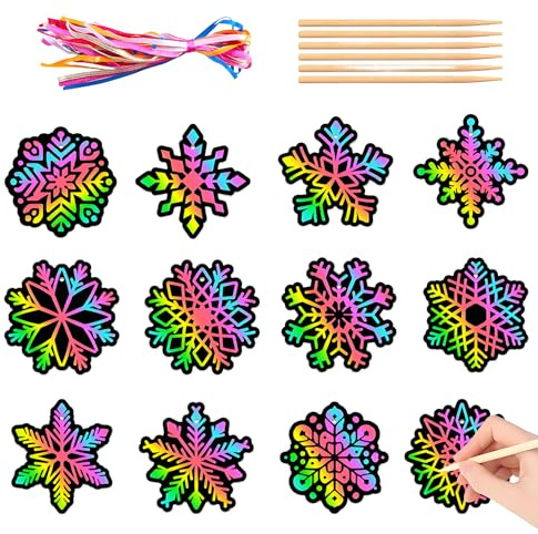 24 Stück Kratzbilder Weihnachten,Bastelset Weihnachten Kinder,für Kratzpapier Regenbogen Basteln,Winter Christmas,Art Handwerk Jungen Mitgebsel,Weihnachter Set,Kratzbilderweihnachten Kratzbild-party