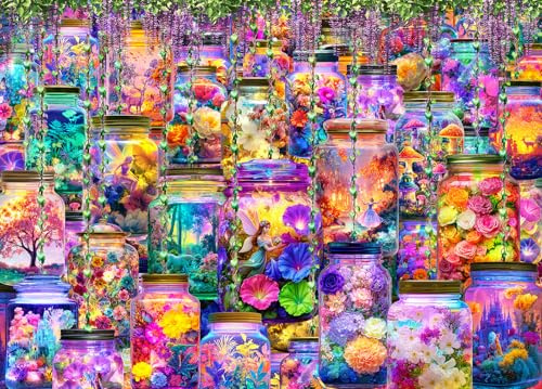 Enchanted Jarscape Jigsaw Puzzles for Adults 1000 Jigsaws | Large Poster Included, Back Letters Hints/A-D Sections, Dust-Free, Finished Size 70×50cm, Family Indoor Activity