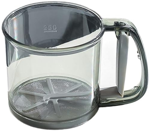 Homeponnew Tamiz de harina de plástico y tamiz para hornear con malla de acero inoxidable, tamiz de mano para azúcar en polvo e ingredientes secos, color gris