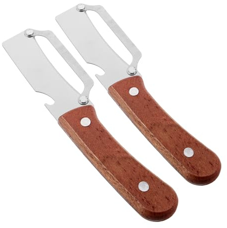 EPIGEIST 2piezas Pelador de Cocina con Removedor de Botellas Herramienta de Pelado Mango de Madera Utensilio de Cocina Ligero y Portátil Preparación de Frutas y Verduras