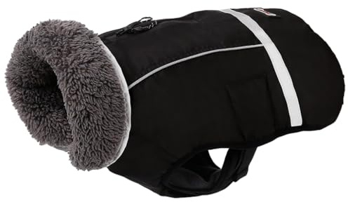 Zambuph Reflektierender Mantel für kleine und mittelgroße Hunde. Sicherheit und Sichtbarkeit bei nächtlichen Spaziergängen. Warme Winterjacke für Hunde, Schwarz XXL