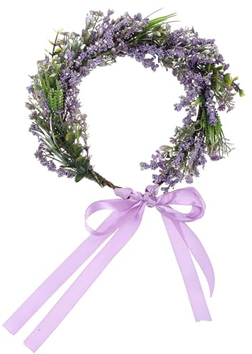 HYTROVE Blumenkranz fürs Haar aus Stoff mit Künstlichen Lavendelblüten Handgefertigt Leicht und Bequem Eleganter Blumenkopfschmuck für Hochzeiten und Abendveranstaltungen Zufällige Farbe