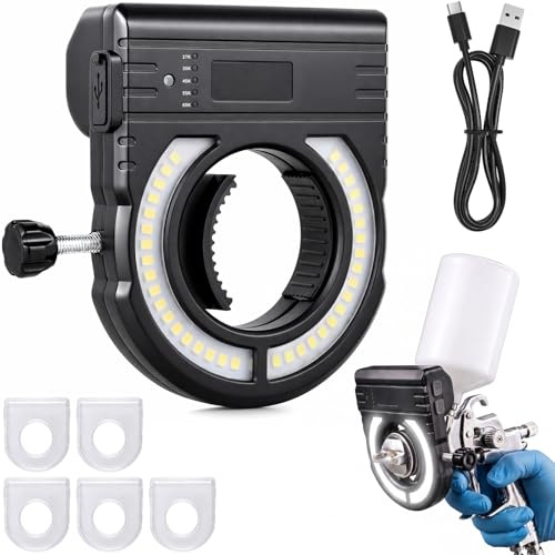 VexNook Pistola a Spruzzo per Auto LED con Luce di Riempimento – Pistola a Spruzzo per Auto con 250/500 Lumen e 5 Temperature di Colore, Illuminazione per Pistole a Spruzzo con Batteria da 2600mAh