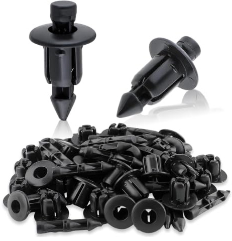 HIPTS 50 Pezzi Rivetti in Plastica per Auto 6mm, Clip Fissaggio Auto Universali per Carenatura Moto e Pannelli, Rivetti Neri a Pressione per Paraurti e Targa, Kit Clip di Ritegno Ricambio