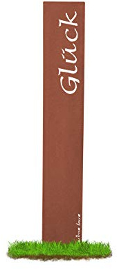 prima terra Glück Gartenstele Edelrost Stele Dekoration Gartendekoration Deko Garten H=120cm B=20cm