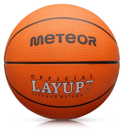 meteor Ballon de Basket Layup – Tailles 1 à 7 – Intérieur Extérieur – Surface antidérapante résistante – Enfants, Juniors, Adultes – Design coloré