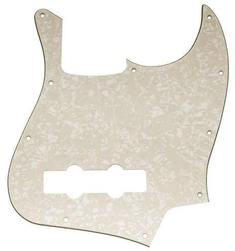 Musiclily Pro 10 Löcher J Bass Schlagbrett 4-lagig Aged White Pearl | für 4-Saiter Fender American/Mexican Standard Jazz Bass