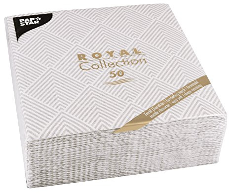 Papstar, 50 Servietten ROYAL Collection 1/4-Falz 40 cm x 40 cm grau Elegance, #86499