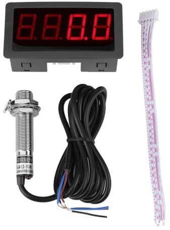 Varvräknare, 4 digitala LED-skärmar, precisionsvarvräknare med Hall-närhetsbrytare NPN(röd)