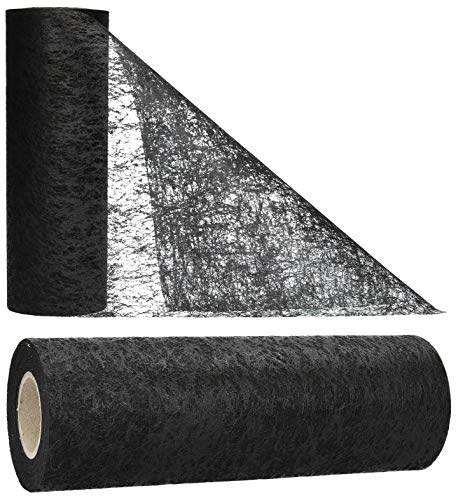 AmaCasa Tischläufer Schwarz (15 cm x 20 m) – Hochwertiges Vliesband für stilvolle Tischdekoration bei Hochzeiten, Geburtstagen & besonderen Anlässen