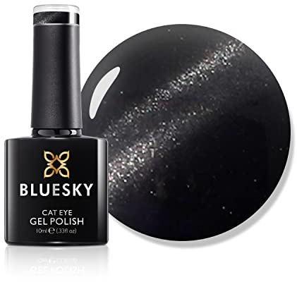 BLUESKY Gel Nail Polish, Cat Eye Coat, Silver, KA1080, 10ml Gel Polish (Requires curing under UV/LED Lamp and a Dark Base to obtain effect pictured)
