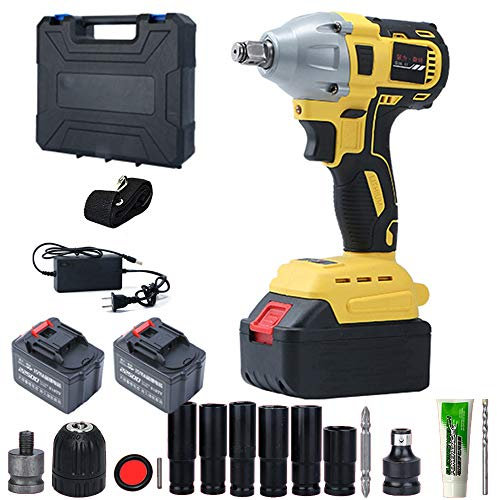 450N.M Avvitatore Impulsi Elettrica Senza Spazzole con 2 Batterie al Litio, Trapano a Mano Senza Filo Includi Accessori Completi, Mandrini, Convertitori, Punte, ECC.