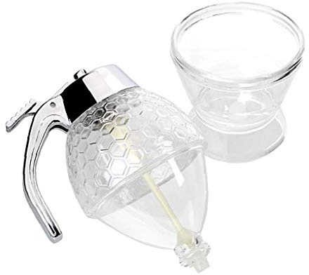 Botella de Plástico Tarro de la Miel de Abeja Recipiente de Goteo del dispensador Hervidor de Almacenamiento Pot sostenedor del Soporte de Jugo de Jarabe de Copa