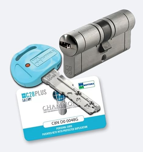 CILINDRO EUROPEO SICUREZZA MOTTURA C28 PLUS mm 92 MM 31/61 ANTIBUMPING CERTIFICATO 3 CHIAVI