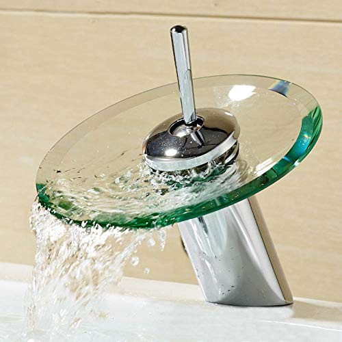 Assiavree Basin Taps Glass Waterfall Faucet Bathroom Wash Basin Sink Faucet Bathroom Sink Taps