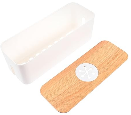 Cabilock Kabelbox Kabelmanagement Box Kabelkasten Kabelkiste Kabel- Organizer für TV- Computer USB- Hub- System mit Holz Deckel zum Abdecken Verstecken Steckdosenleisten Kabel Weiß