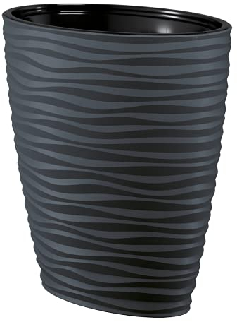 MELTOM Pflanzkübel Oval mit Herausnehmbaren Einsatz Slim 3D Effekt Blumentopf (Anthrazit, XXL)
