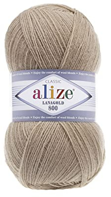 Alize Lanagold 800 Strickwolle - 5 x 100g, 49% Wolle, 500 Gramm, Einfarbig, Türkische Wolle (585)