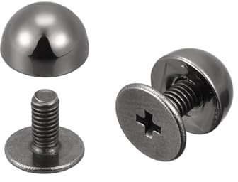 sourcing map 10 Sätze 8x5mm Runde Nieten Taschenfüße Pilznieten Metallnieten Nieten mit Schraubverschluss, Solide Rundkopf Ledernieten Schraubnieten Hohlrundkopf Ledernieten Schwarz