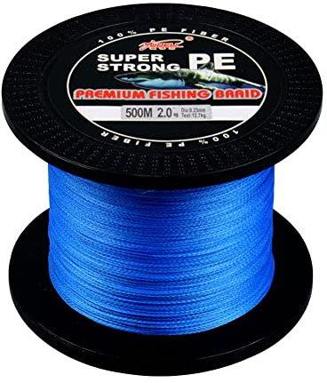 L SERVER Angelschnur Geflochten 500m/4 Geflochtene Angelschnur PE Bissfeste Angelschnur Ködern Angelschnur 4.8-40.2kg, Blau, 8.0 (0.50mm/40.2kg)