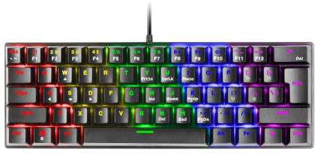 Mars Gaming MK60 Schwarz, Mechanische Gaming Tastatur FRGB, Antighosting, Switch Mechanischer Rot, US Sprache