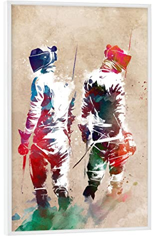 artboxONE Poster mit weißem Rahmen 60x40 cm Sport Fechtsportart B - Bild fechten Fechter Fechter