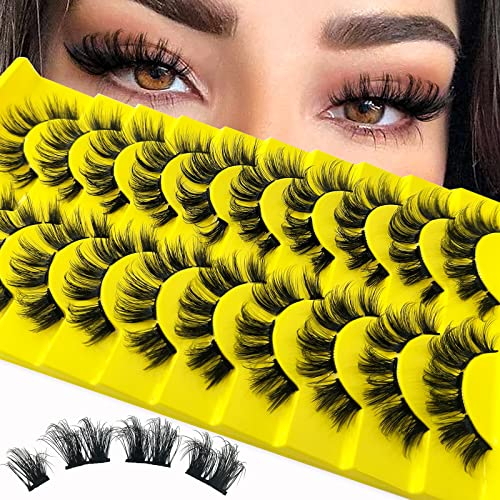 80 Pcs Wimpern Einzeln Cluster, DIY Einzelne Wimpernverlängerung Extensions, Wimpernbüschel Cluster-Wimpern Individuelle Falsche Wimpern für Einzelne Wimpern zu Hause(D-curl,15-20mm Mix-YH02)