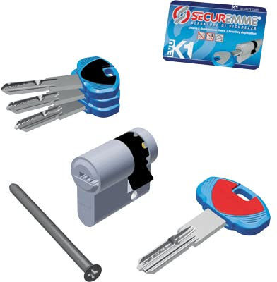 Mezzo cilindro sagomato evo k1 3100-m securemme cromo satinato chiavi 3 mm 40 30+10 Securemme