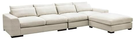 DRW Sofa Chaise Longue 4 plazas + Puff con Posibilidad de ponerlo como esquinero o Sofa Grande con respaldos reclinables 111X54X88 cm