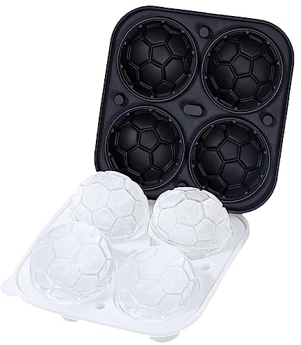 Eiswürfelform Aus Silikon Für 4 Fußball/Basketball/Rugby Eiskugeln-Iceballs, Große Eiswürfel In Kugelform Eiswürfelform Silikon-Kugel-Eisform Zum Whiskey, Cocktail Oder Longdrinks Und Highballs