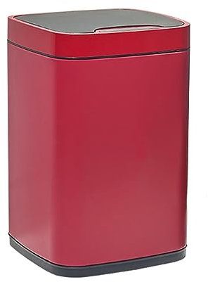Papperskorgen 9l/12l sensor soptunna hushåll stor papperskorg vardagsrum kök sovrum intelligent rostfritt stål soptunna med lock Sopbehållare för badrum, kök, hem (Color : Red, Size : 12l)