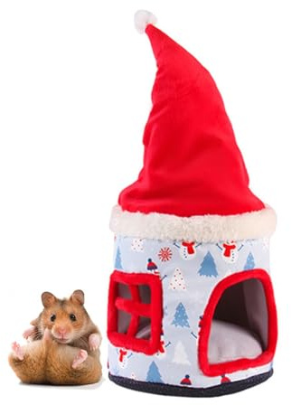 FANSU Meerschweinchen Bett Versteck, Meerschweinchen Betthöhle Winter Gemütliches Waschbar Kuschelhöhle Kuschelig für Kleintiere Hamster Chinchillas Mini Igel (50 * 20cm,Weihnachten)