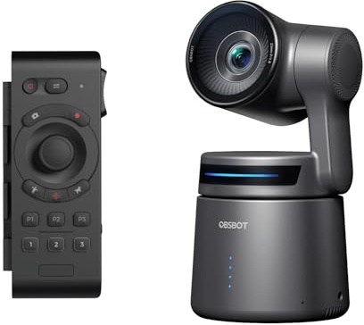 OBSBOT Tail Air & Remote Controller Combo, Caméra PTZ avec Suivi IA, Application Intelligente, Contrôle Gestuel, Webcam HDMI/USB-C/Sans Fil, Caméra Vidéo pour Streaming en Direct pour Église, Culte, S