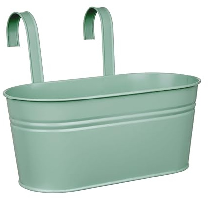 BUTLERS Zinkeimer/Blumenkasten zum Hängen mit abnehmbaren Haltegriffen aus Metall -ZINC- Hängende Blumentopf für den Außenbereich | Planztopf für Balkongeländer