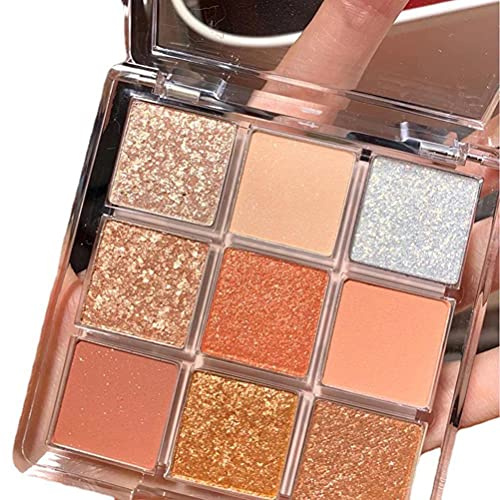 Palette de fards à paupières 9 couleurs, rose pailleté, palette de fards à paupières brillants, maquillage durable, imperméable à l'eau