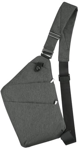 VADOO Anti Theft Sling Crossbody Bag, Unisex Adults Chest Daypack - Deep Grey, 12 x 9 x0.7 inches