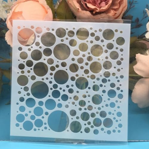 KUNGZUNMOLDS Wiederverwendbare Schablonen zum Malen, 13 cm, Bubble Dot Kreis, Bastelschablonen für Holz, Leinwand, Papier, Stoff, Stein, DIY-Kunst- und Bastelschablonen, Muster 9