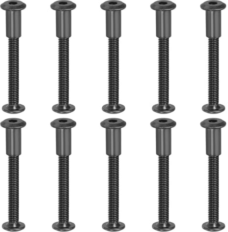 PATIKIL M6 x 45 mm Vis Chicago à Tête Hexagonale, 20 Ensembles Vis de Fixation pour Boulons, Écrous à Tête Creuse, pour Scrapbooking, Ceinture, Album Photo, Réparation de Meubles, Noir