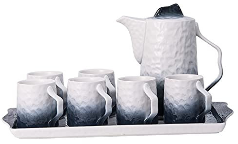 TLTDSMYF Porzellan-Teeservice für Erwachsene Eine Teekanne, 6 Kaffeetassen Nordisches Teeservice für 6 Personen, für Haushalt und Büro Geburtstagsgeschenk