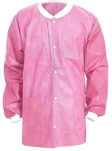 CoverallsDirect SunLite Ultra 3800 Series Premium Disposable Lab Jackets, Pockets, Knit Collar & Cuffs, Hip Length, 10 Pack (Raspberry, MD)