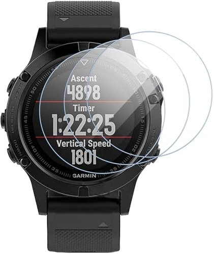 Buoluoioir 3 Pezzi Pellicola Protettiva vetro Temperato per Garmin Fenix 5, HD Chiaro AntiGraffio Alta Risoluzione Pellicola Protettiva per Garmin Fenix 5 Protezione Pellicola