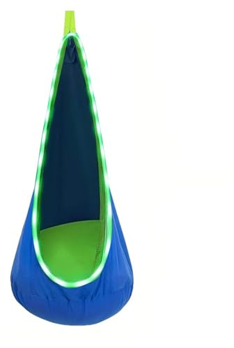 DFANCE Siège de balançoire pour Enfants avec Coussins gonflables Chaise hamac pour Enfant avec lumières LED,Chaise hamac balançoire Coussins gonflables en PVC Chaise Suspendue(Color:Bleu)
