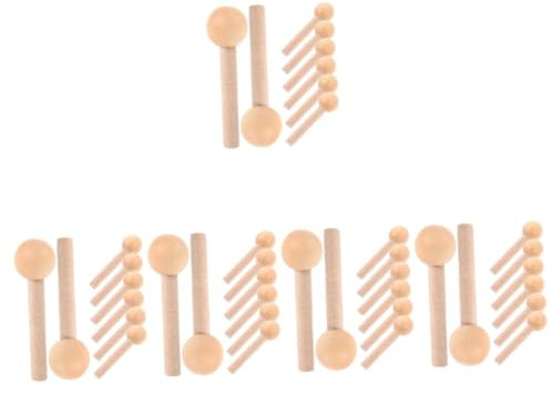 VILLCASE 5 Sätze Streichholz-lochbrett Anbindung Wand-organizer- Geriffelte Passstifte Dübelhaken Planke Hakenhaken Holzstab Für Stecktafel Stecknadeln Aus Holz Hölzern 10 Stück * 5