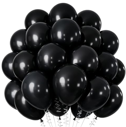 Luftballon Girlande Schwarz, 100 Stück 10 Zoll Schwarz luftballons, Schwarzer Girlande Luftballons Geburtstag Set, Schwarze Latex Ballons Set für Geburtstag Babyparty Hochzeit Festival Jahrestag Deko