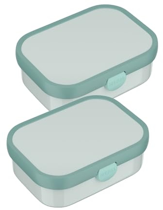 Mepal - Lunchboxen Campus 2er Set - Bento Lunchboxen für Kinder - Brotdosen mit Bento-Fach & Gabel - Meal Prep Box mit Clip-Verschluss - Spülmaschinenfest - 750 ml - Cool mint
