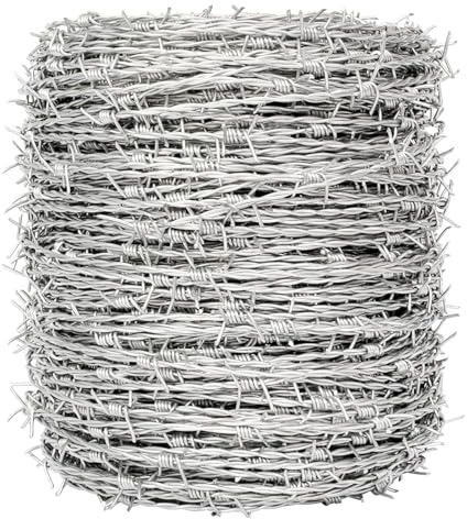 Alambre Espino 1.7mm, 4 Puntas Acero Galvanizado Alambre De Púas, Anti-Robo Alambre De Espino para Manualidades, Cercas Y Repelente De Plagas,1.7mm,400m